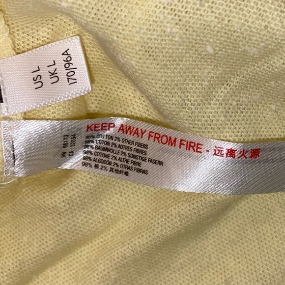 NWT OUT FROM UNDER URBAN OUTFITTERS YELLOW TEXTURED WRAP FRONT LONG SLEEVE TOP L - Picture 4 of 6